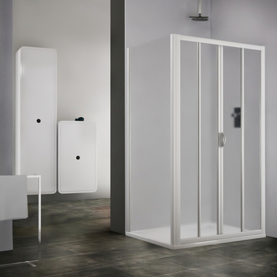 Koupelna se sprchovými dveřmi SMD2  a pevnou stěnou SMB v provedení bílá / chinchilla
